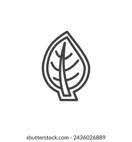 Leaf Sticker line icon. linear style sign for mobile concept and web design. Leaf-shaped sticker or label outline vector icon. Symbol, logo illustration. Vector graphics