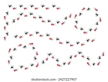 Leaf stroke icons made with ants.