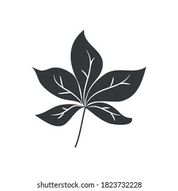 leaf of sugar maple icon over white background, silhouette style, vector illustration