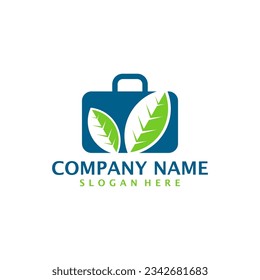 Leaf with Suitcase logo design concept vector. Suitcase logo design template
