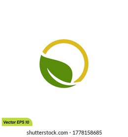 leaf and sun concept illustration nature symbol simple design element logo template