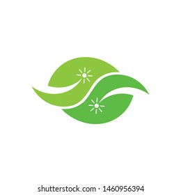 leaf sun curves geometric logo vector