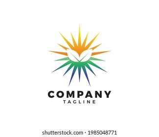 Leaf Sun Logo Design Element