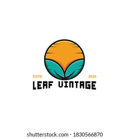 Leaf And Sun Logo Design Vintage
