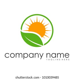 Leaf Sun Logo Designs Vectors