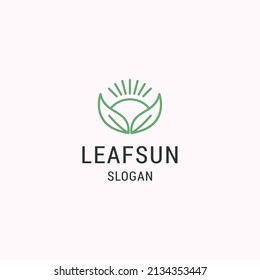 Leaf sun logo icon flat design template