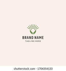 Leaf Sun logo template design in Vector illustration 
