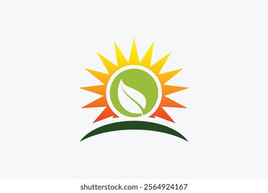 Leaf Sun Nature Eco Logo Design Element