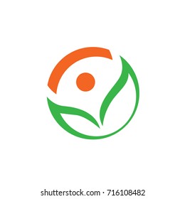 leaf sun people logo template