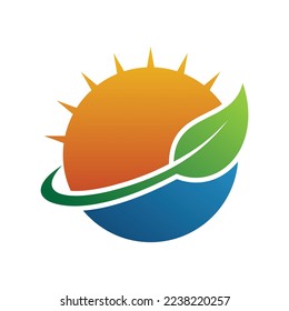 Leaf sun sphere energy logo template