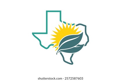 Leaf and sun with texas logo design