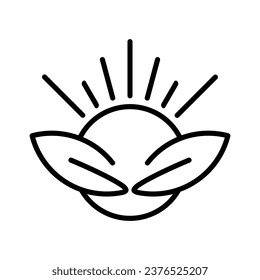 Leaf Sun Vector Logo Design Template