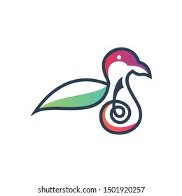 Leaf Swan Logo Design Template. Vector Illustration