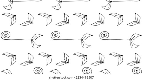 Leaf and Swirl Seamless Pattern, Hand drawn seamless pattern, children's seamless pattern