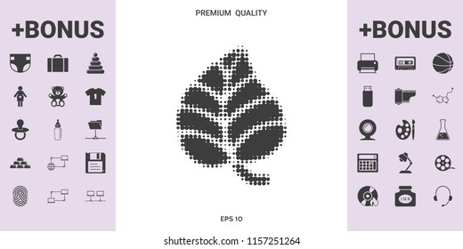 Leaf symbol - halftone logo - graphic elements for your design
