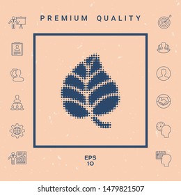 Leaf symbol - halftone logo. Graphic elements for your design