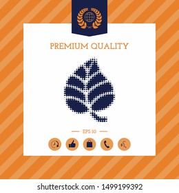 Leaf symbol - halftone logo. Graphic elements for your design