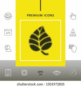 Leaf symbol - halftone logo. Graphic elements for your design