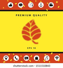 Leaf symbol - halftone logo. Graphic elements for your design