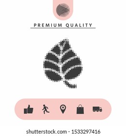 Leaf symbol - halftone logo. Graphic elements for your design