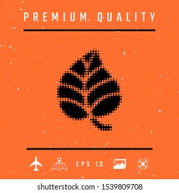 Leaf symbol - halftone logo. Graphic elements for your design