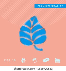 Leaf symbol - halftone logo. Graphic elements for your design