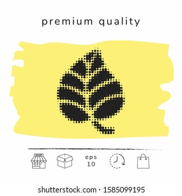 Leaf symbol - halftone logo. Graphic elements for your design
