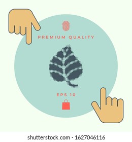 Leaf symbol - halftone logo. Graphic elements for your design