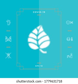 Leaf symbol - halftone logo. Graphic elements for your design