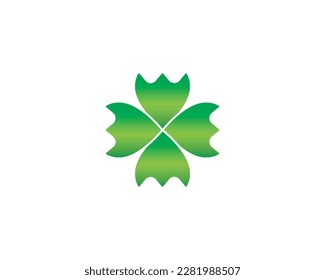Leaf symbol logo design elements vector illustration in gradient green