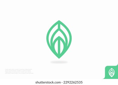 leaf symbol minimalist concept flat design logo