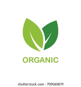 Leaf Symbol, Organic Product Badge, Isolate On White Background.  Vector. Illustration. 