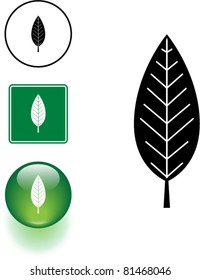 leaf symbol sign and button