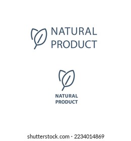 Leaf symbol. Vector linear template for logo or emblem, horizontal and vertical