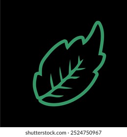 leaf symbol vector for logo with green outline on dark background
