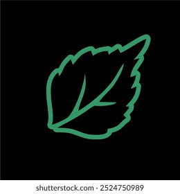 vetor do símbolo da folha para o logotipo com contorno verde no fundo escuro