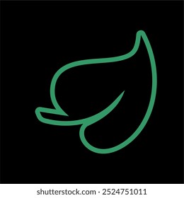 Vector del símbolo de la hoja para el logotipo con el contorno verde en fondo oscuro