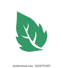 leaf symbol vector for logo with simple green color bright background