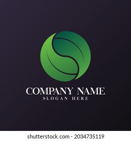 Leaf with symbol yin yang logo design concept vector