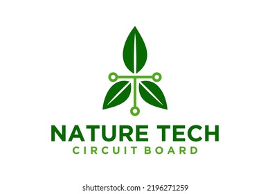 Leaf T Letter Logo Design Organic Farming Growing Company Icon Circuit Electrical Technology Symbol