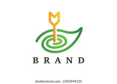 leaf target logo, simple monogram style design