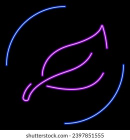 leaf tea neon sign, modern glowing banner design, colorful modern design trends on black background. Vector illustration.