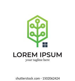 Leaf Tech Home Logo Design Template Inspiration - Vector