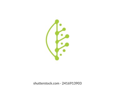 leaf tech logo. creative neuron digital connect icon design	
