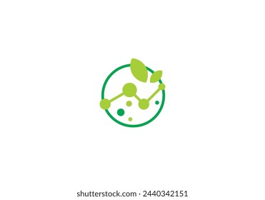 leaf tech logo. creative neuron digital connect icon design