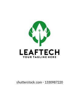 Leaf Tech Logo Design Template