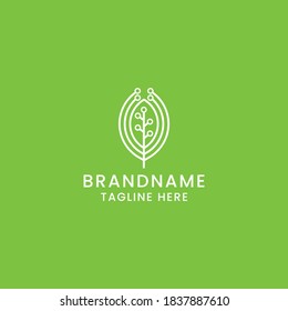 Leaf tech logo icon design template