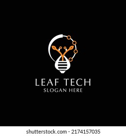 Leaf tech  logo icon design vector 