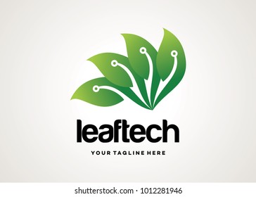 Leaf Tech Logo Template Design Vector, Emblem, Design Concept, Creative Symbol, Icon