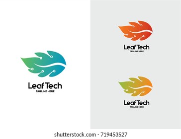 Leaf Tech Logo Template Design Vector, Emblem, Design Concept, Creative Symbol, Icon
